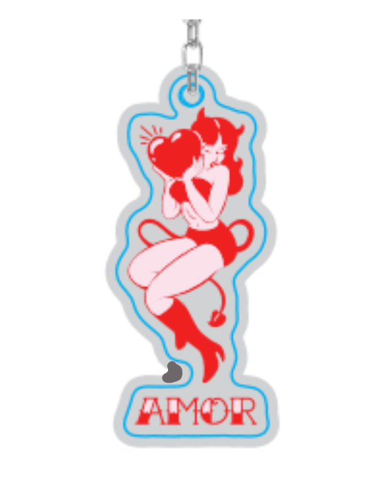 LOVE DEMON doube sided keychain