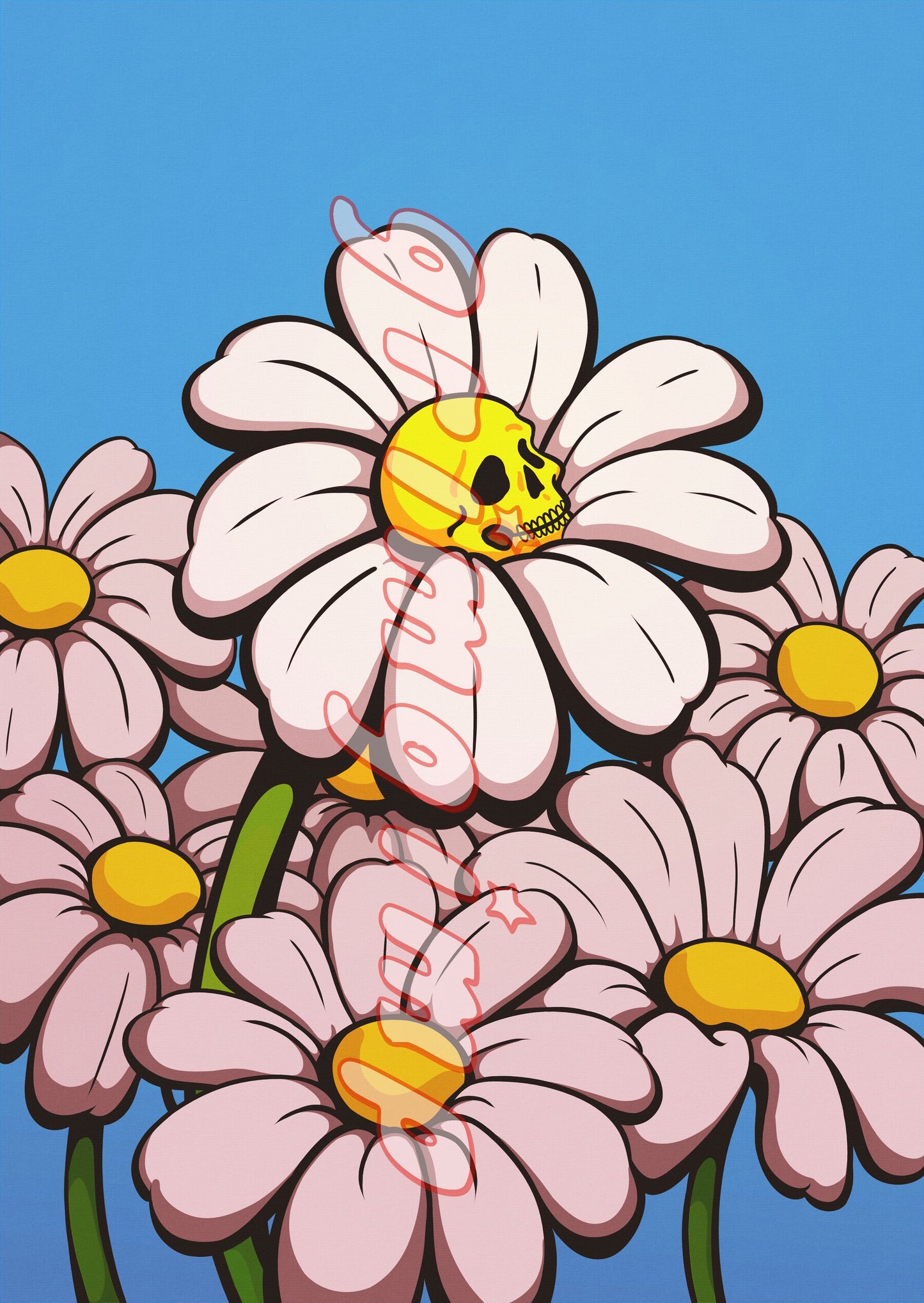 Daisy Field matte print illustration