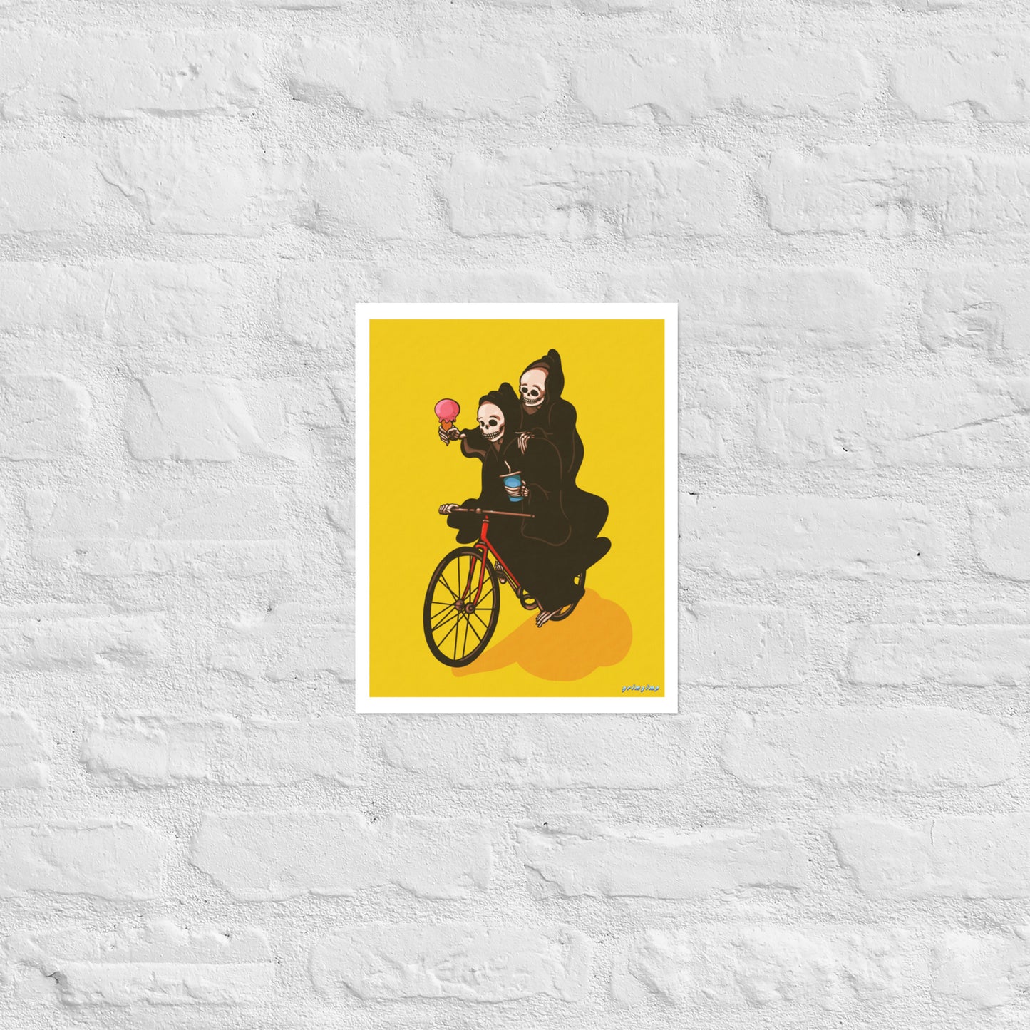 Biking Grim Reapers matte print illustration
