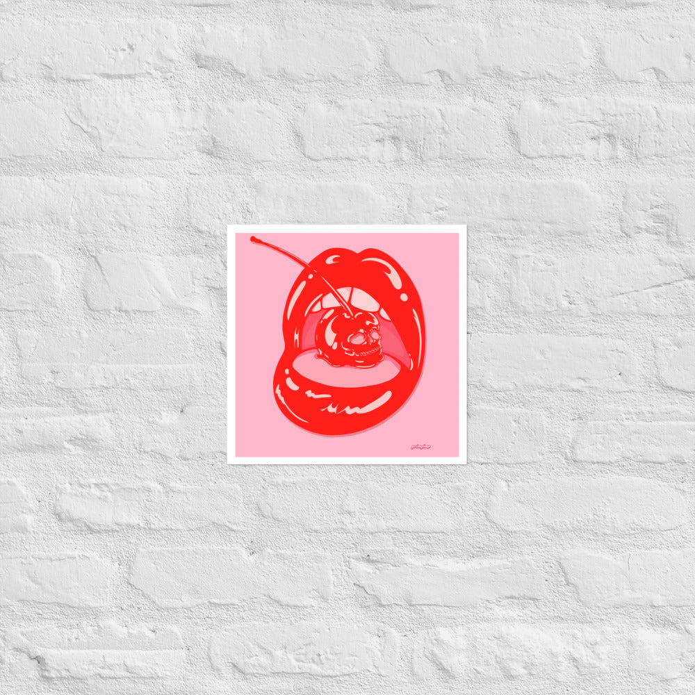 Skull Cherry matte print