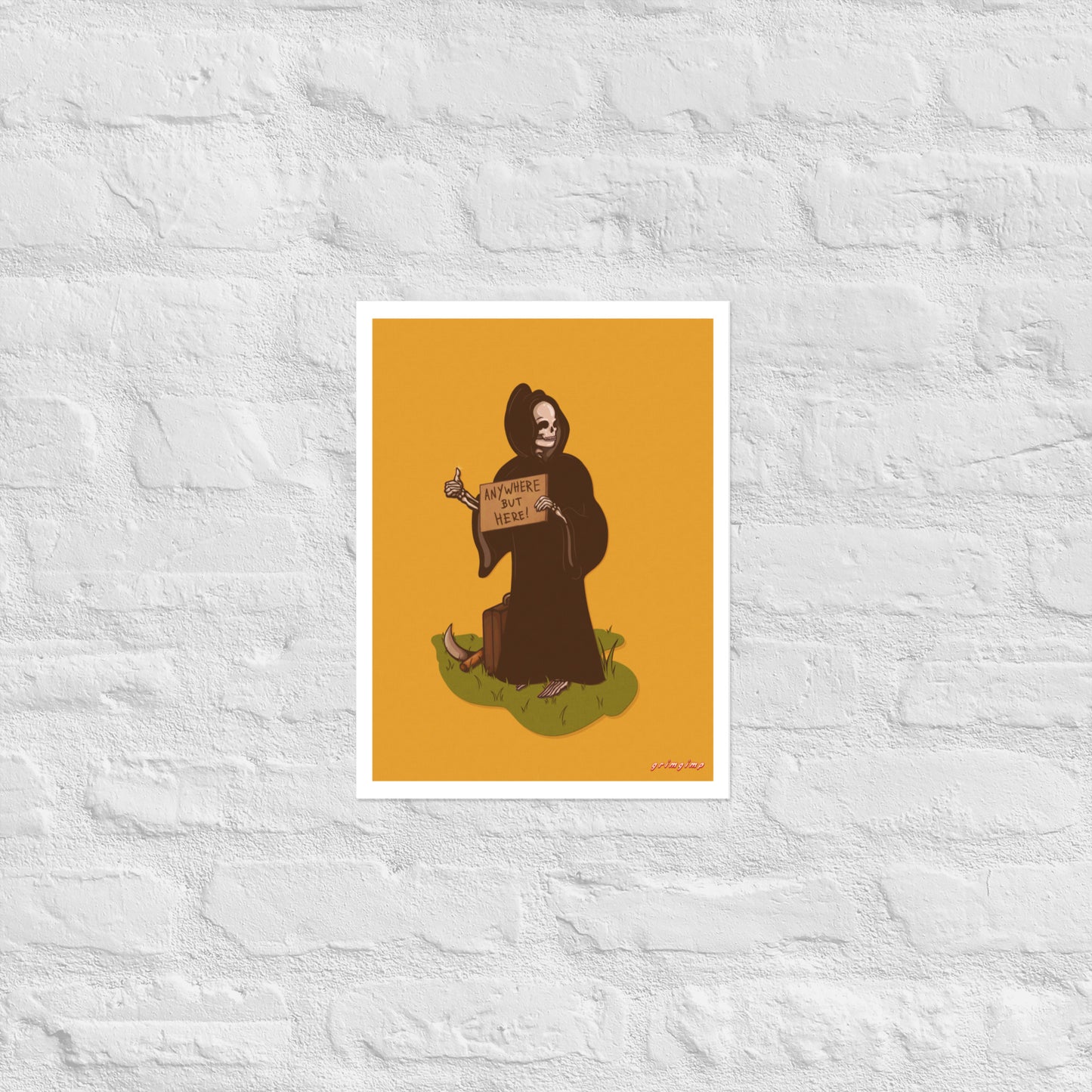 Anywhere but here Grim Reaper matte illustration poster