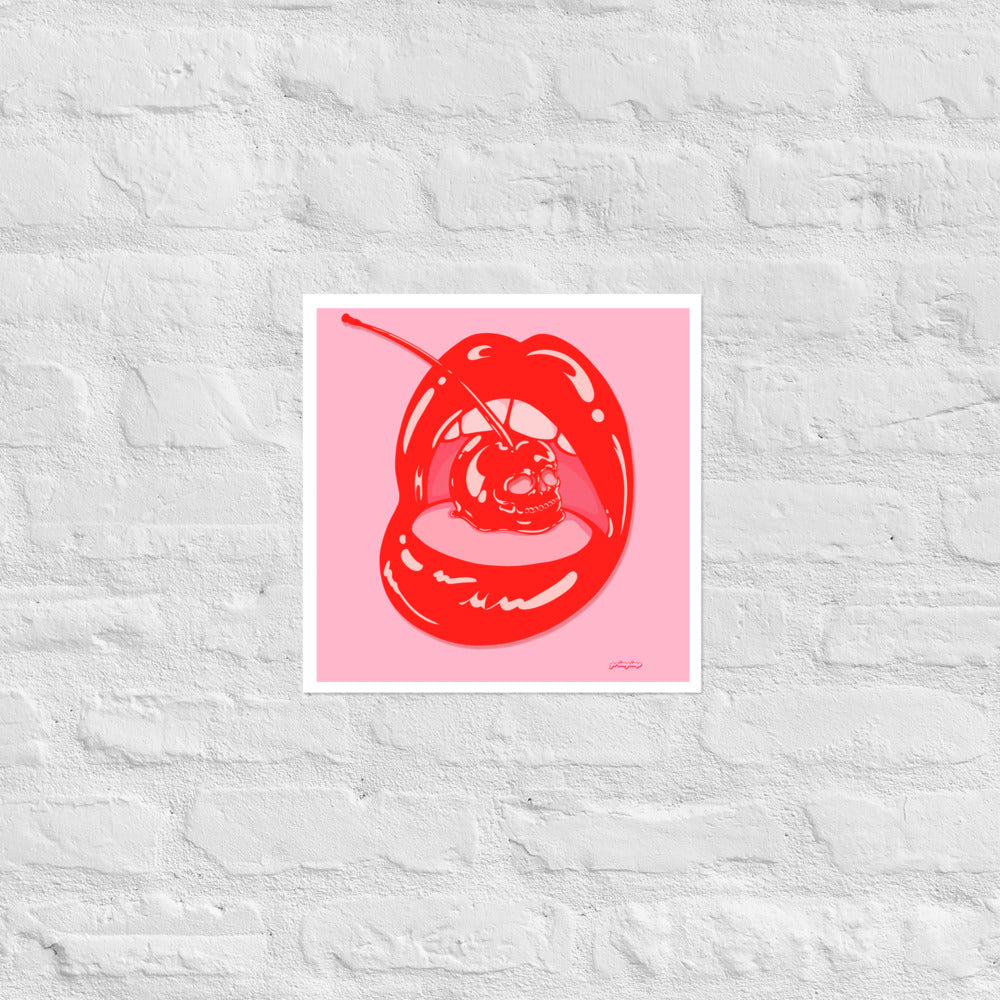 Skull Cherry matte print