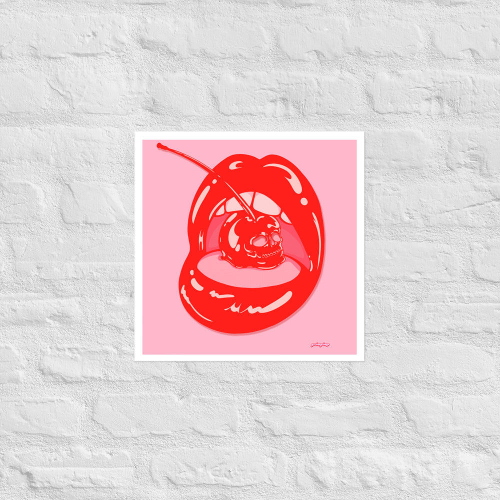 Skull Cherry matte print
