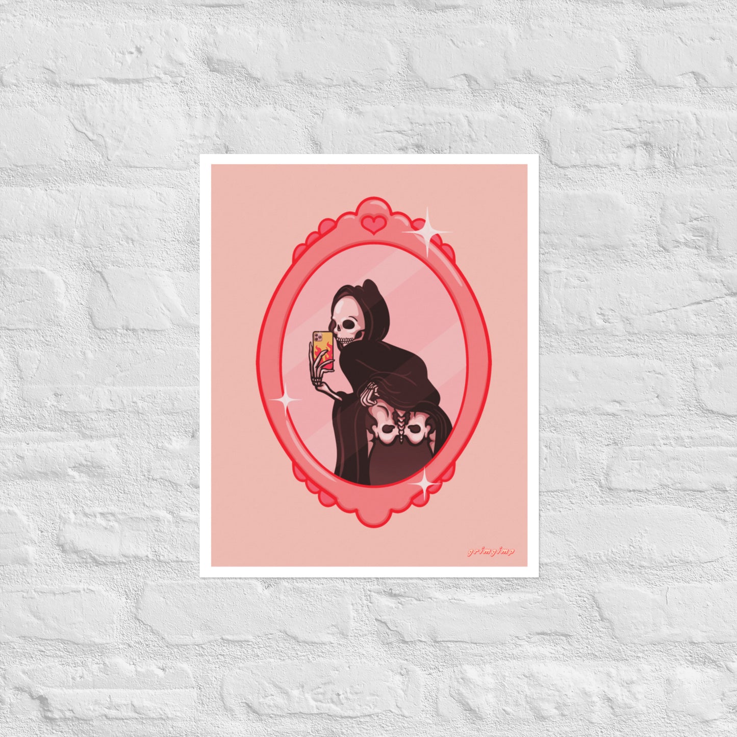 Girly, Flirty, but mostly Cheeky grim reaper matte illustration poster