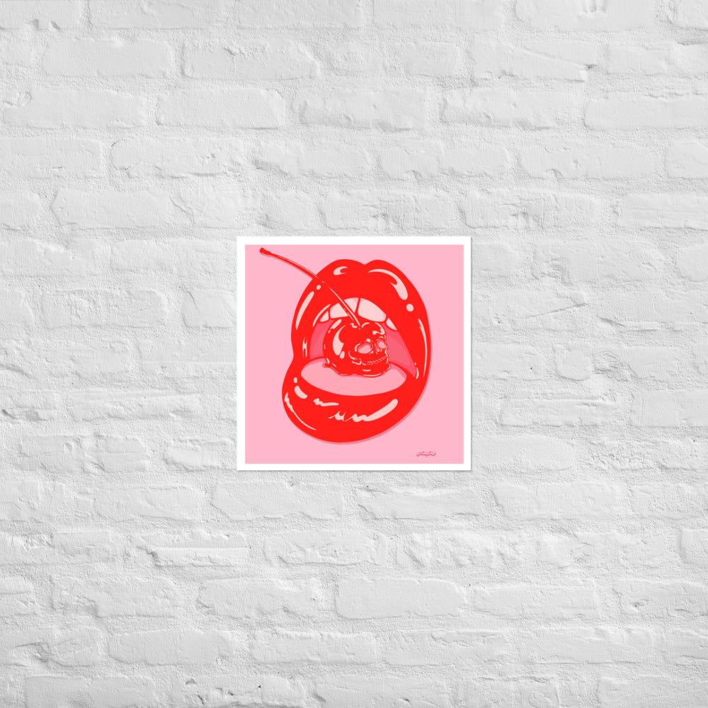 Skull Cherry matte print