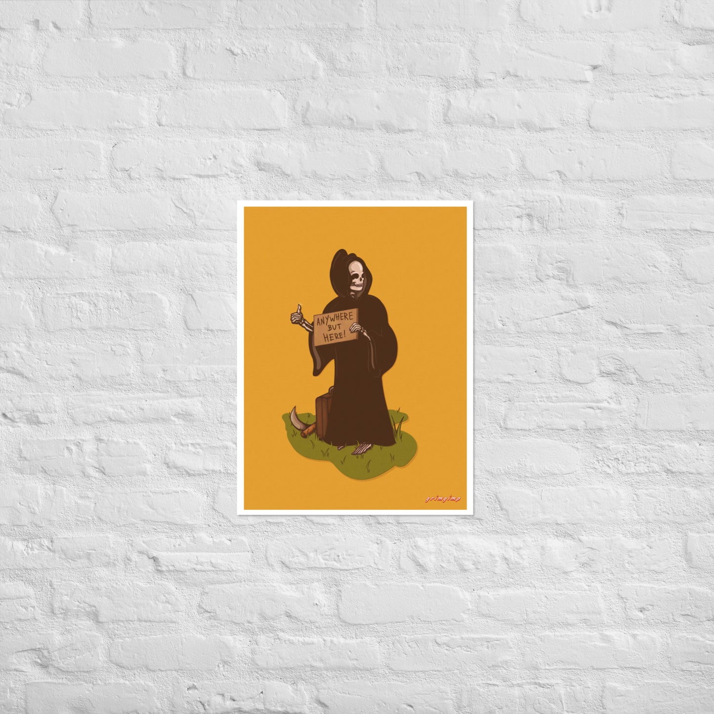 Anywhere but here Grim Reaper matte illustration poster