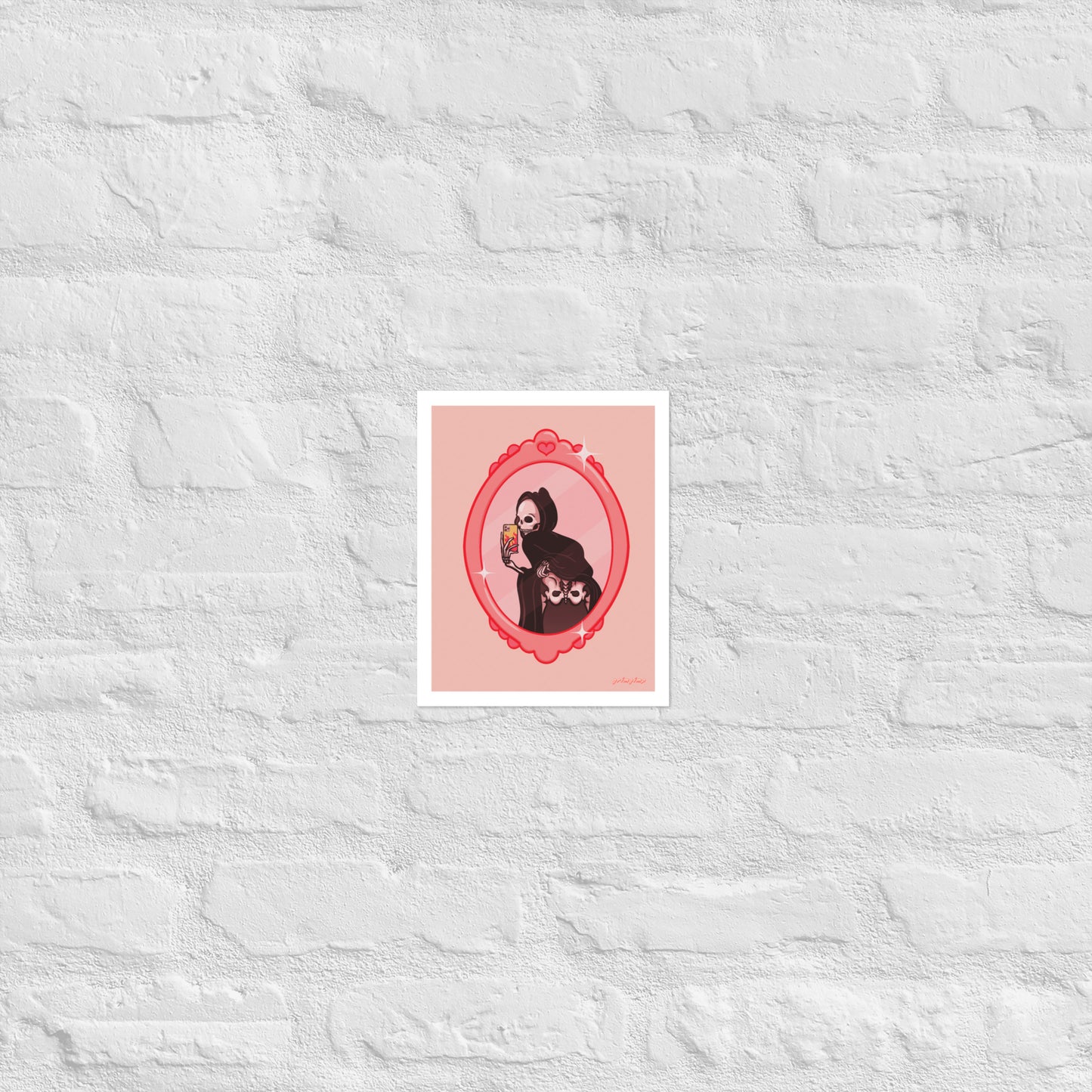 Girly, Flirty, but mostly Cheeky grim reaper matte illustration poster