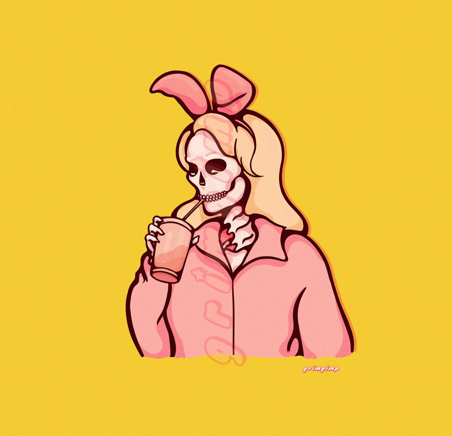 Blonde Bunny Skelly matte print