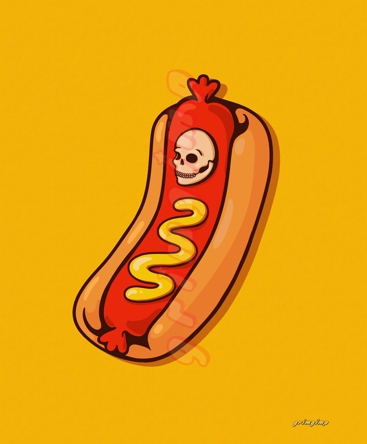 Hot Dog Skull matte print