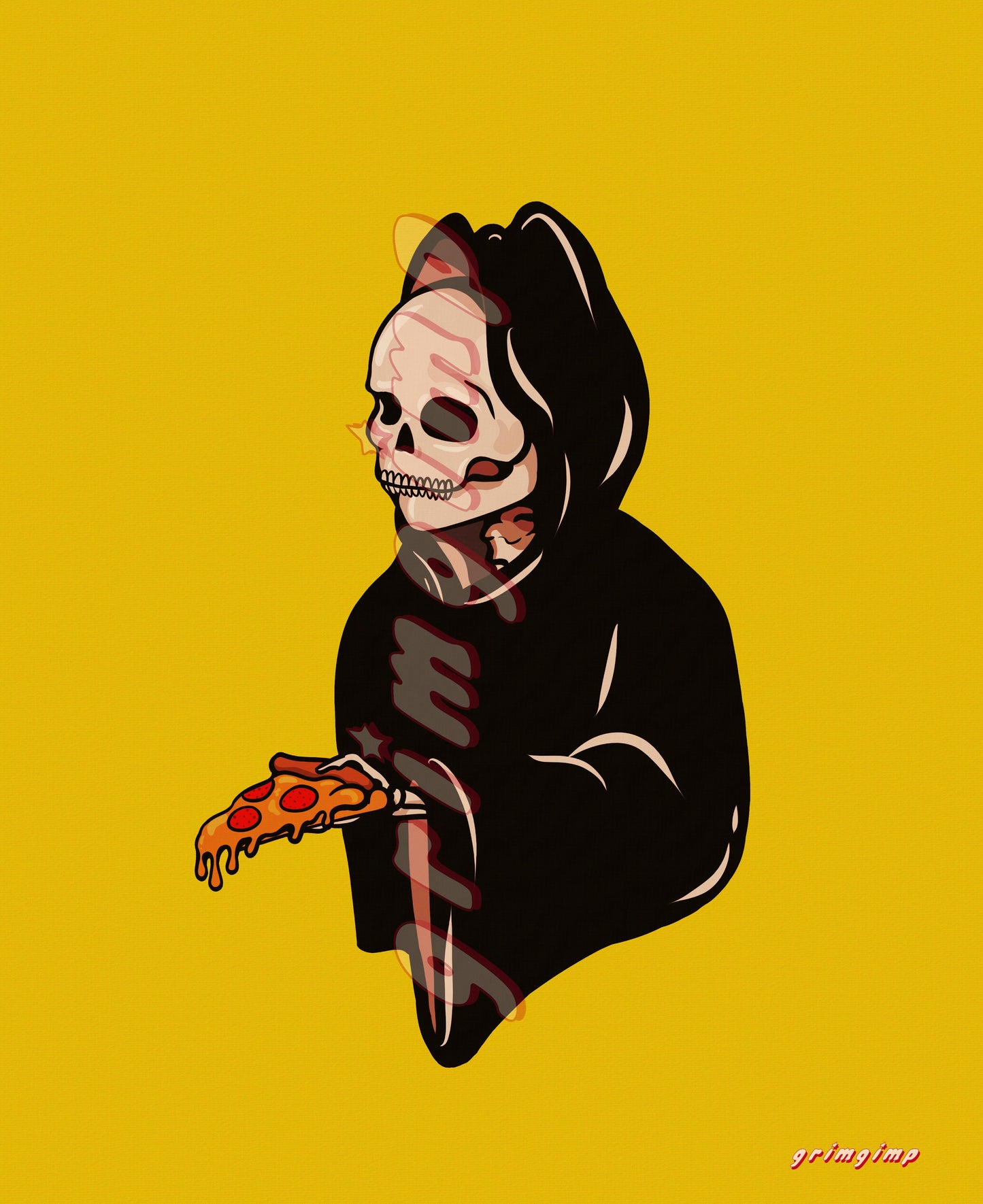 Pizza Party Grim Reaper matte print