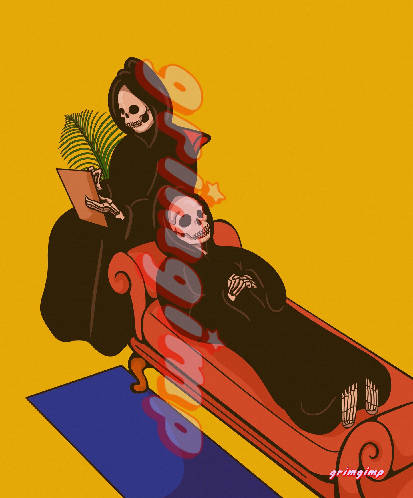 Grim Therapy Session matte print illustration