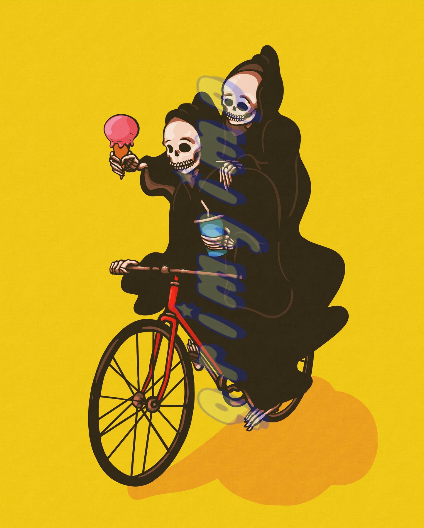 Biking Grim Reapers matte print illustration