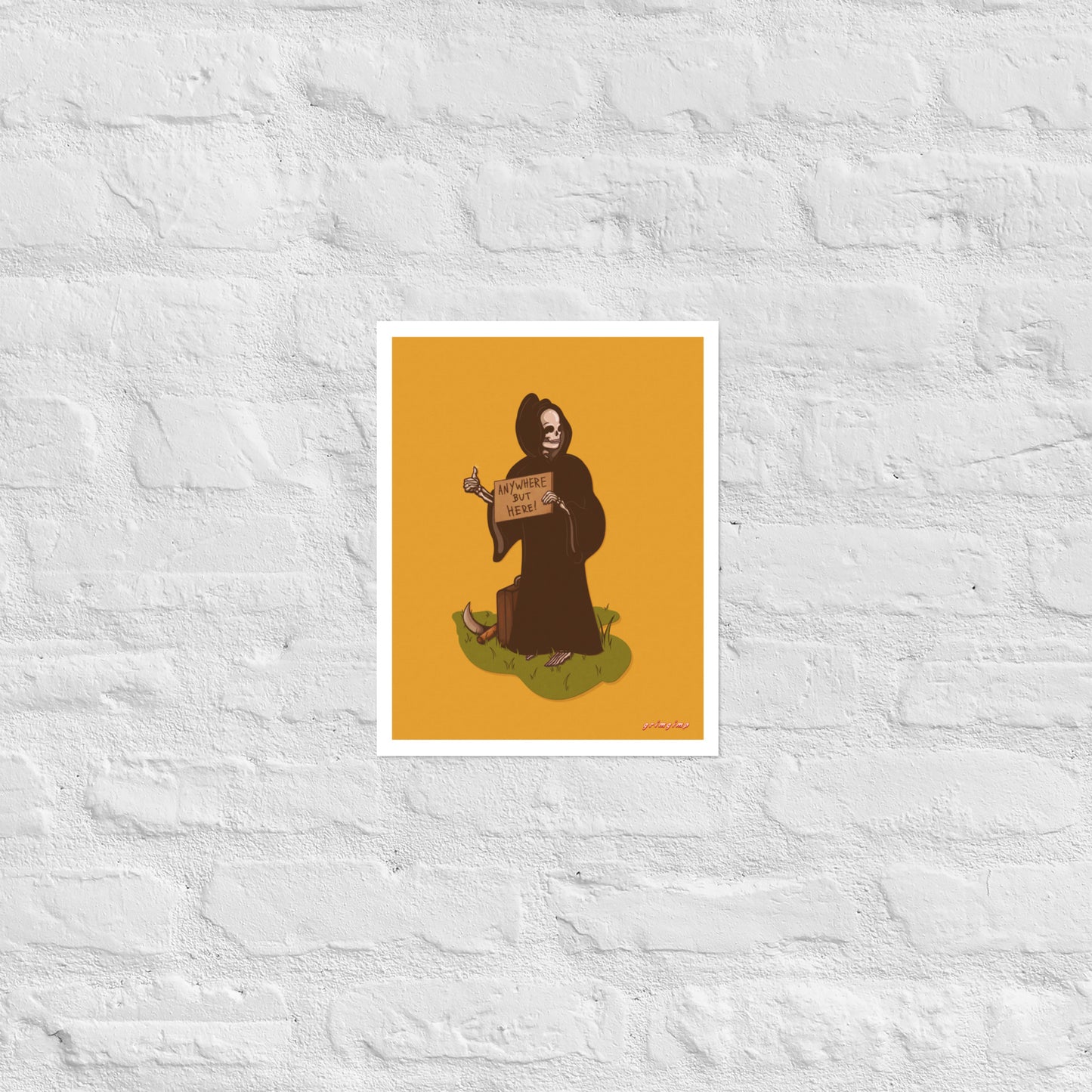 Anywhere but here Grim Reaper matte illustration poster