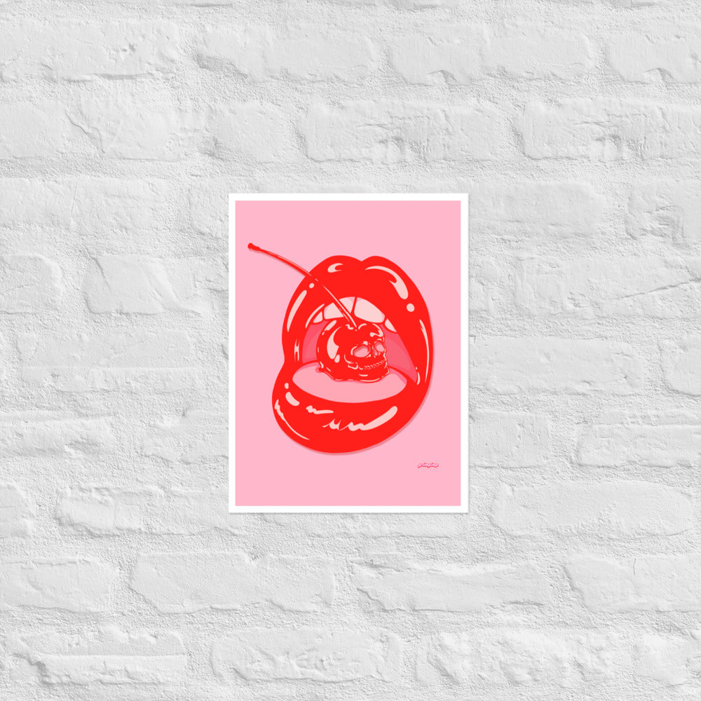 Skull Cherry matte print