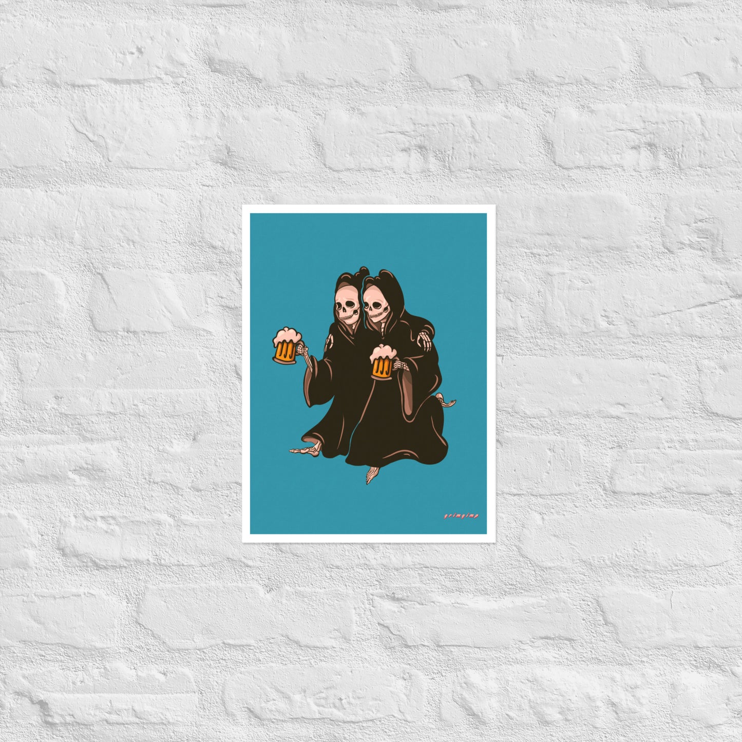 Beer Buddies Grim Reapers matte illustration print