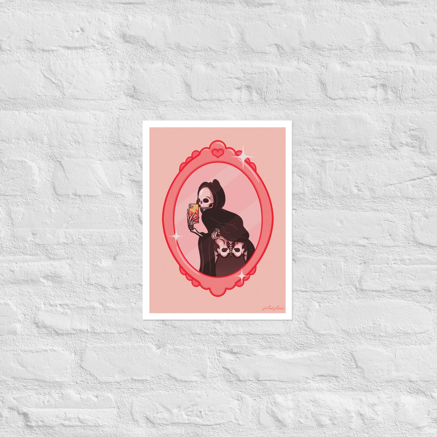Girly, Flirty, but mostly Cheeky grim reaper matte illustration poster