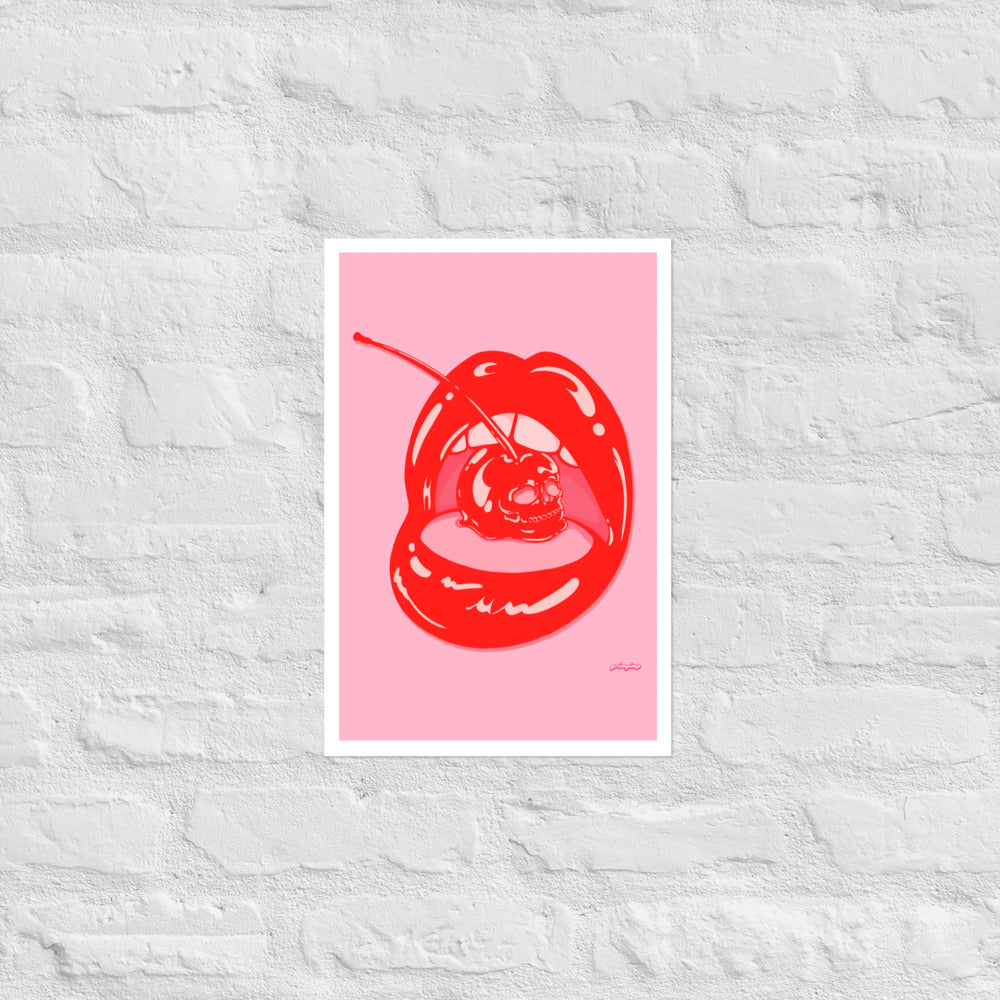 Skull Cherry matte print