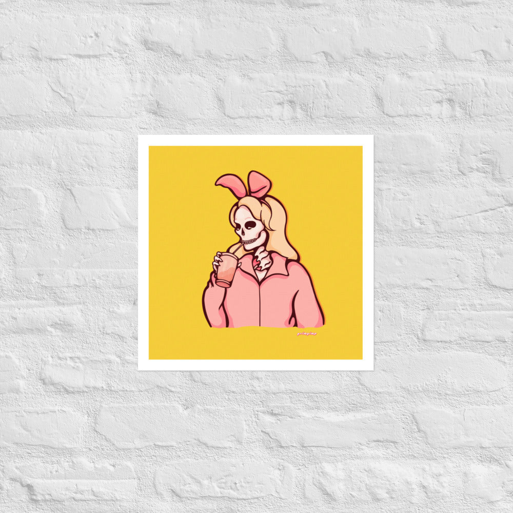 Blonde Bunny Skelly matte print