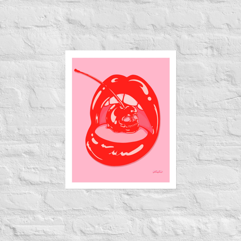 Skull Cherry matte print