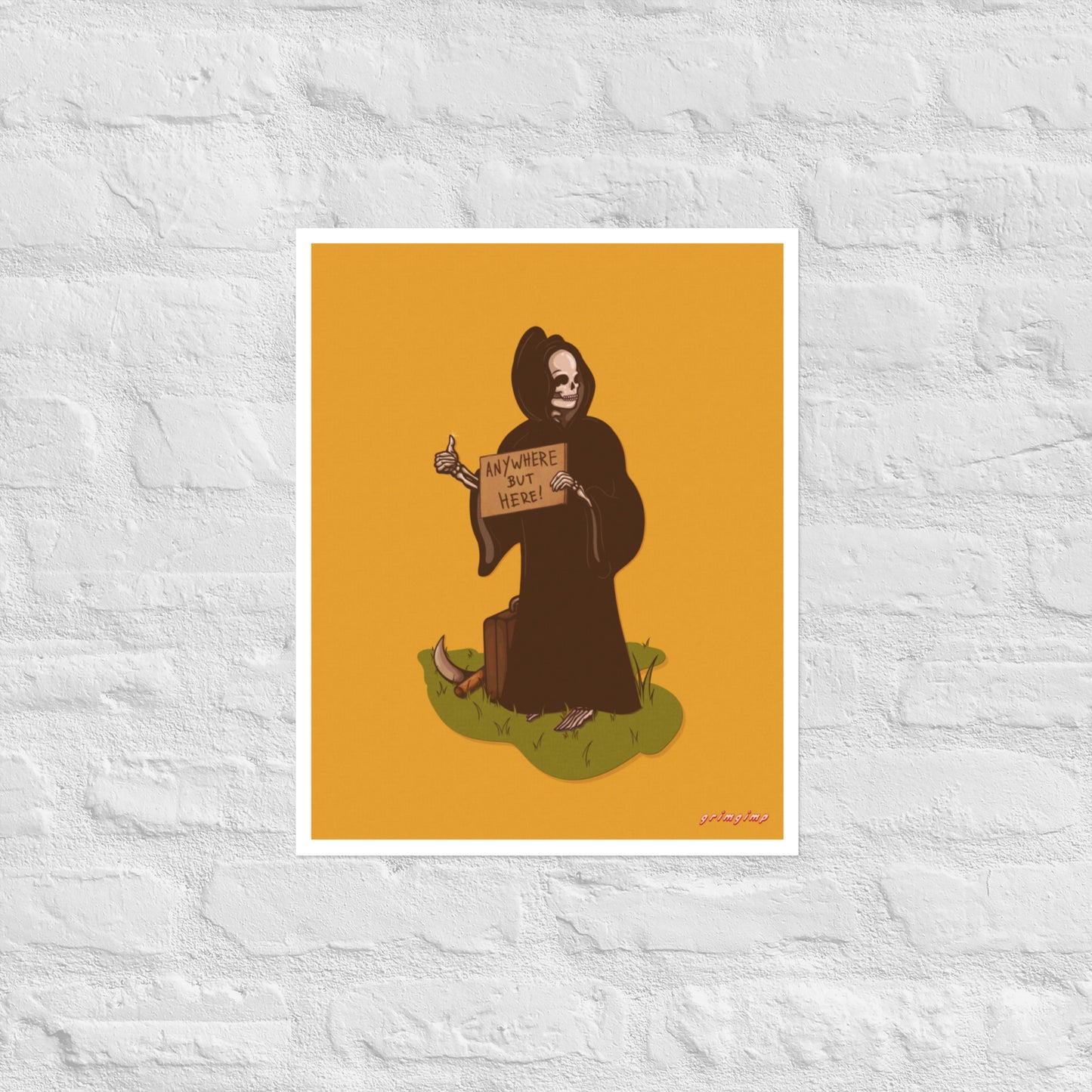 Anywhere but here Grim Reaper matte illustration poster