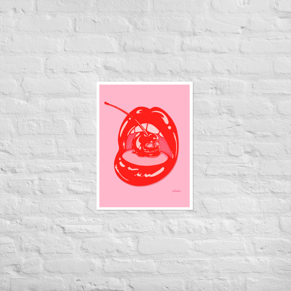 Skull Cherry matte print