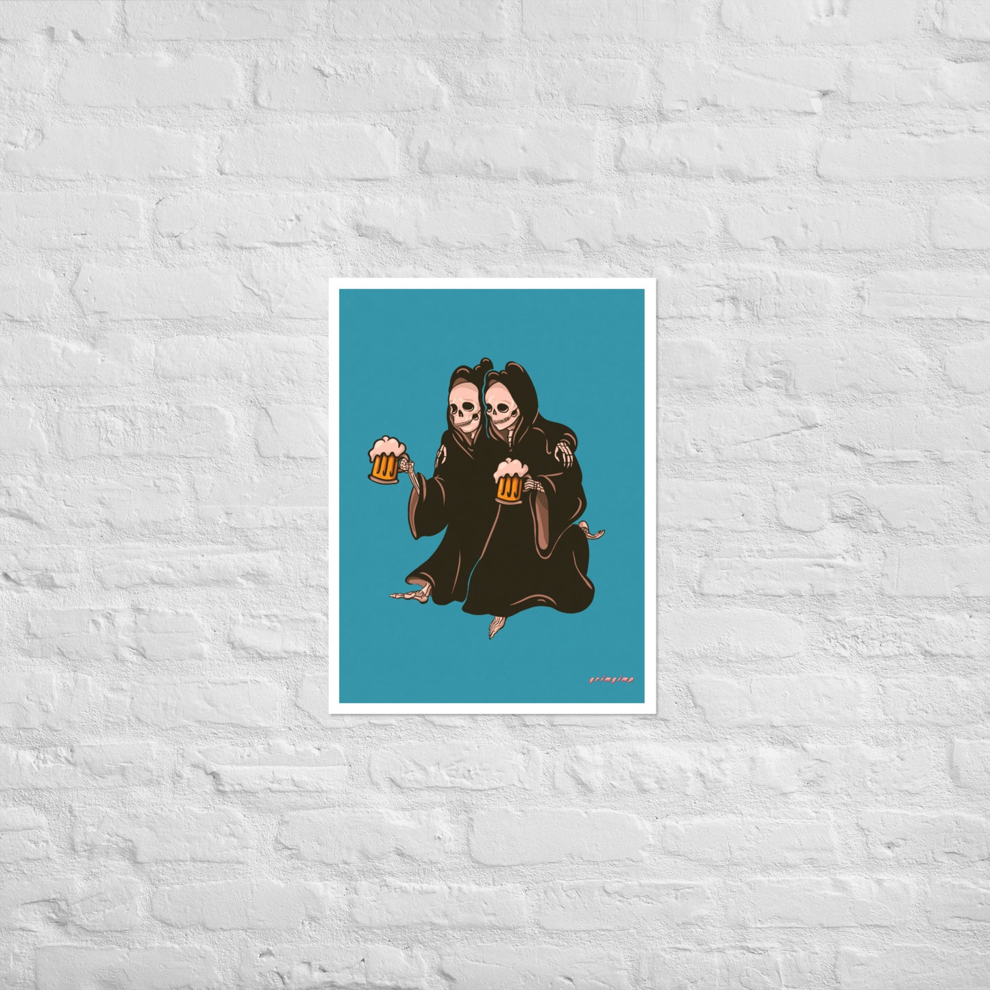 Beer Buddies Grim Reapers matte illustration print