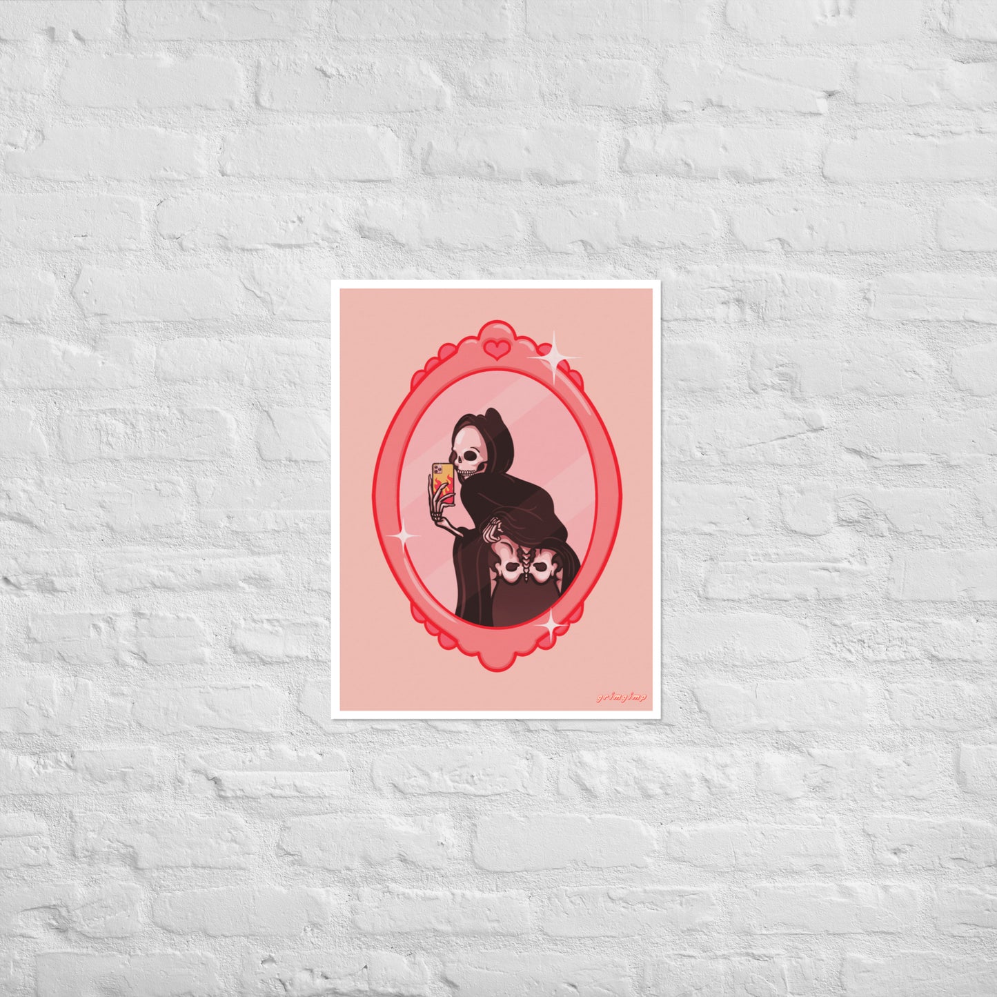 Girly, Flirty, but mostly Cheeky grim reaper matte illustration poster