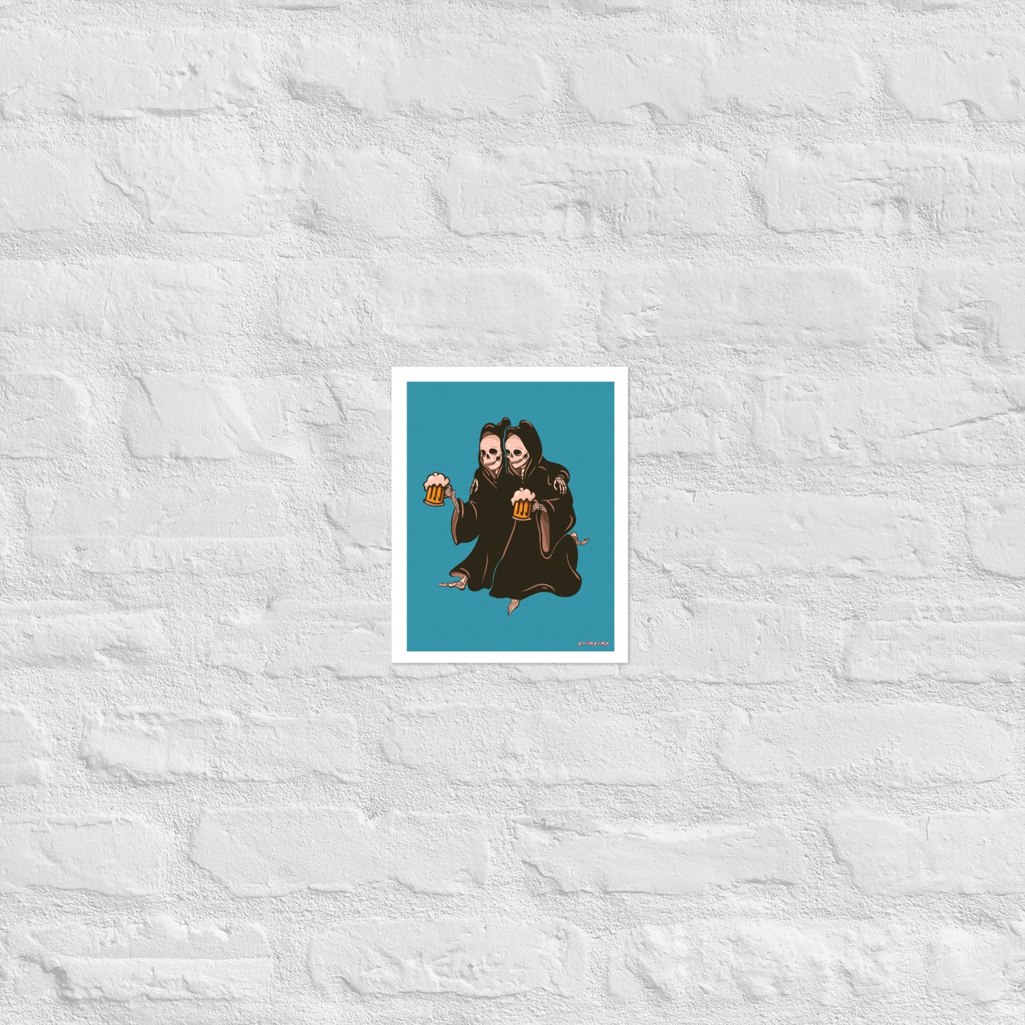 Beer Buddies Grim Reapers matte illustration print