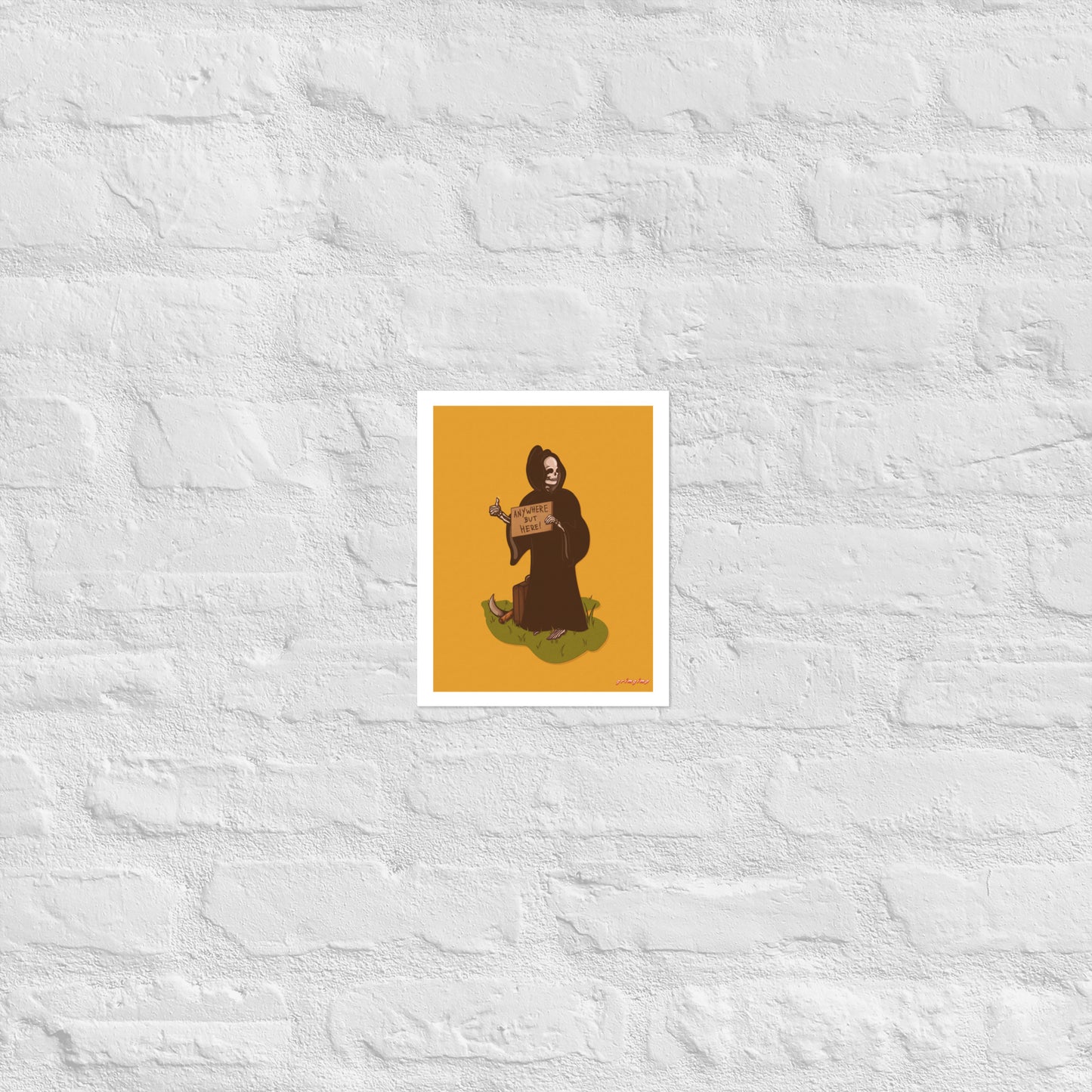 Anywhere but here Grim Reaper matte illustration poster