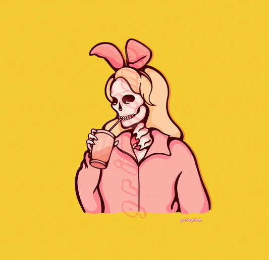 Blonde Bunny Skelly matte print