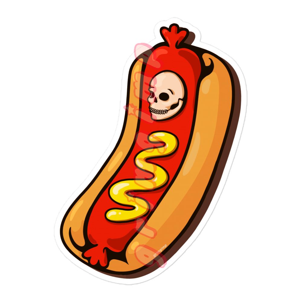 Hot Dog Skull sticker
